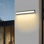 Linear outdoor wall light black LED strip IP65 waterproof, modern exterior porch light