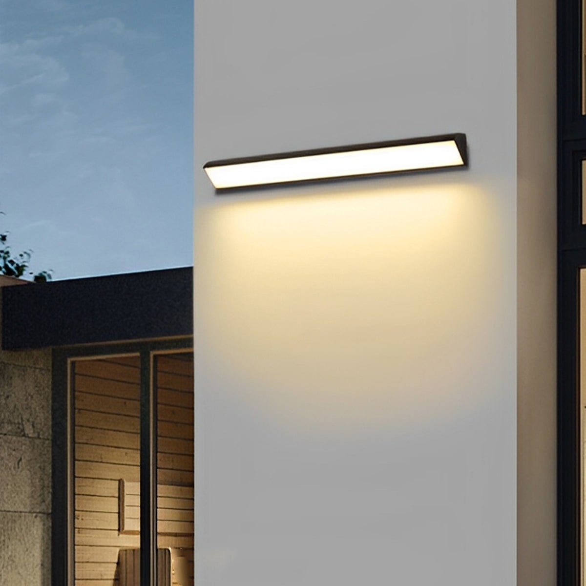 Linear outdoor wall light black LED strip IP65 waterproof, modern exterior porch light