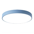 Low profile round LED ceiling light with acrylic diffuser and minimal frame