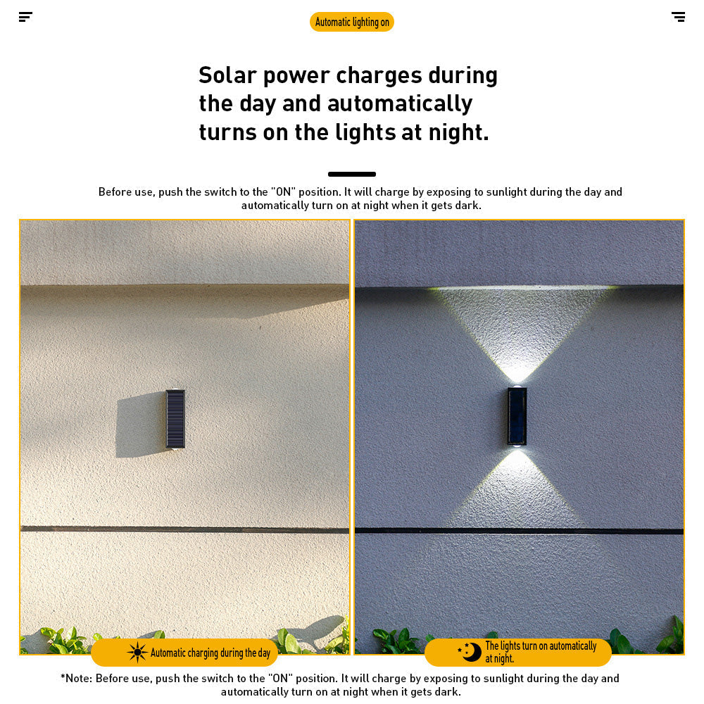 Solar Outdoor Wall Light | Up Down Glow, Wireless, IP65