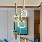 Brass pendant light minimalist Nordic design, gold metal kitchen island hanging lamp