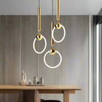 Brass pendant light minimalist Nordic design, gold metal kitchen island hanging lamp