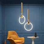 Brass pendant light minimalist Nordic design, gold metal kitchen island hanging lamp