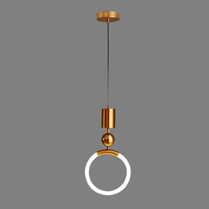 Brass pendant light minimalist Nordic design, gold metal kitchen island hanging lamp