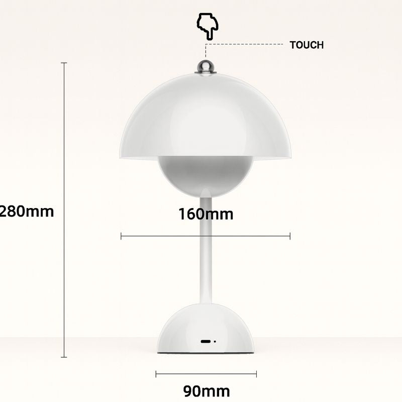 Cordless table lamp with modern dome design, rechargeable LED and touch control