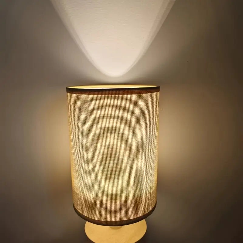 Minimalist Japanese LED Table Lamp - Wooden Base - Fabric Shade