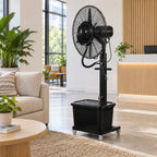 Outdoor misting fan water-cooled floor fan with atomization and dust removal function