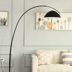 Black metal fishing rod arc floor lamp, modern standing light for living room