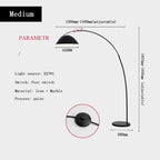 Black metal fishing rod arc floor lamp, modern standing light for living room