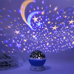 Star projector night table lamp with rotating dome, USB rechargeable LED