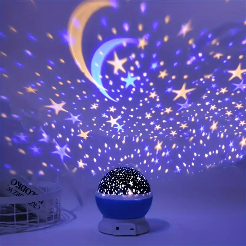 Star projector night table lamp with rotating dome, USB rechargeable LED