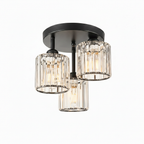 K9 crystal ceiling light 3-light black fixture with E27 compatibility, contemporary style