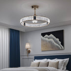 DC ceiling fan with LED light, gold crystal chandelier design, 60cm, 6 speeds with remote control
