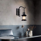 Industrial retro indoor wall lamp with metal body, E27 base, black and bronze finish
