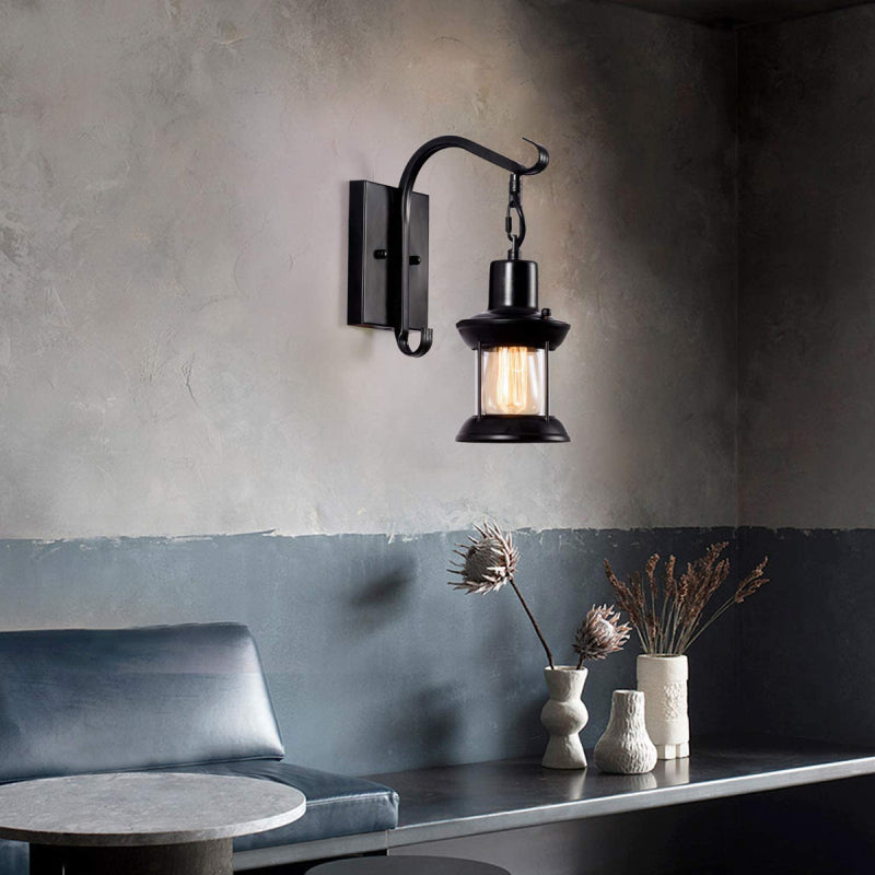 Industrial retro indoor wall lamp with metal body, E27 base, black and bronze finish