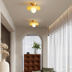 Ceiling light with round glass shade, Bauhaus LED fixture for living room and hallway