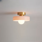 Ceiling light with round glass shade, Bauhaus LED fixture for living room and hallway