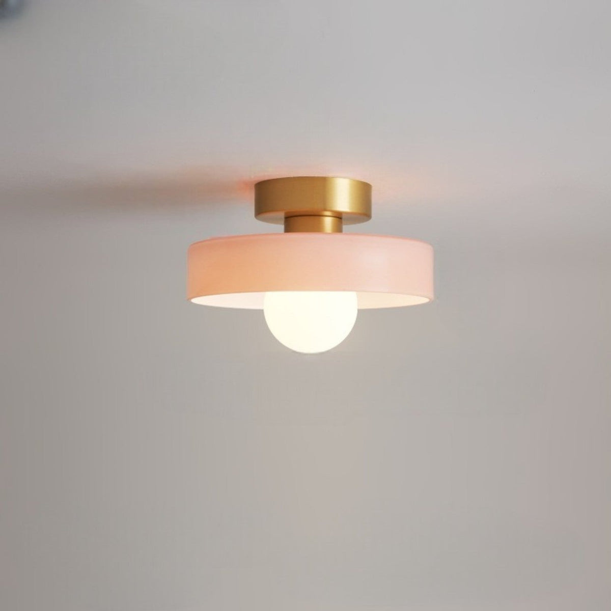 Ceiling light with round glass shade, Bauhaus LED fixture for living room and hallway
