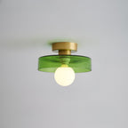 Ceiling light with round glass shade, Bauhaus LED fixture for living room and hallway