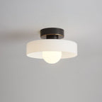 Ceiling light with round glass shade, Bauhaus LED fixture for living room and hallway