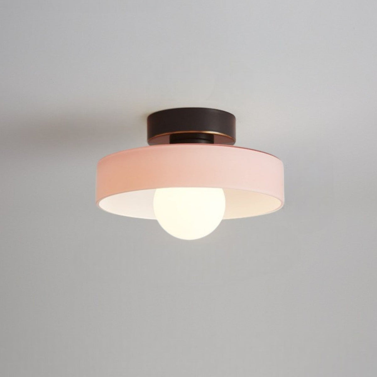 Ceiling light with round glass shade, Bauhaus LED fixture for living room and hallway