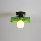 Ceiling light with round glass shade, Bauhaus LED fixture for living room and hallway