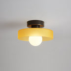 Ceiling light with round glass shade, Bauhaus LED fixture for living room and hallway