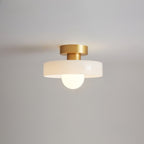Ceiling light with round glass shade, Bauhaus LED fixture for living room and hallway