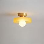 Ceiling light with round glass shade, Bauhaus LED fixture for living room and hallway