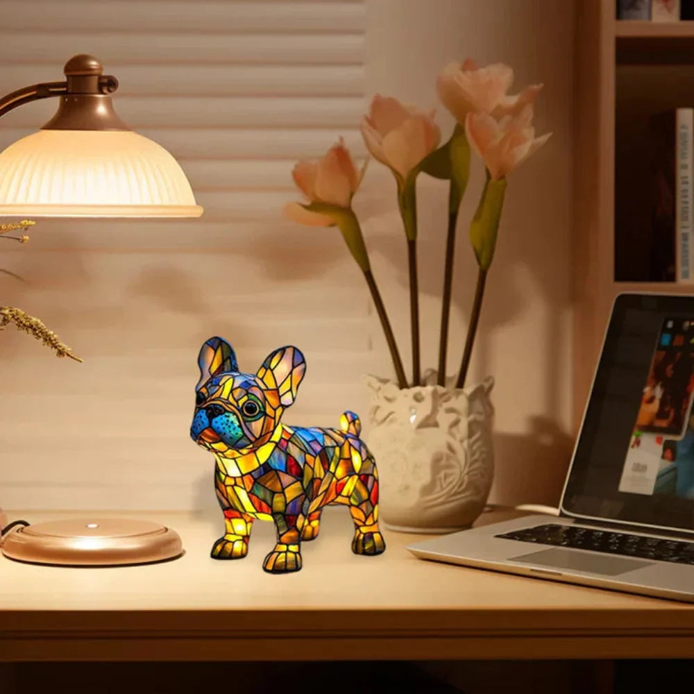 Table lamp stained glass style animal night light, USB powered
