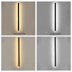 Linear LED outdoor wall lamp black IP65, minimalist design for garden and corridor