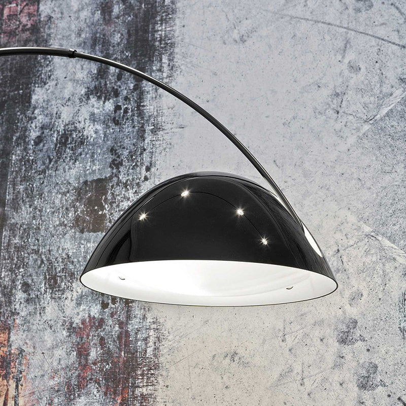 Black metal fishing rod arc floor lamp, modern standing light for living room