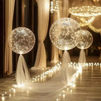 LED Balloons Transparent Warm White 45cm Set 10 Pieces 3m Light String Reusable Latex-Free Party Decoration Battery