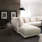 Black metal fishing rod arc floor lamp, modern standing light for living room