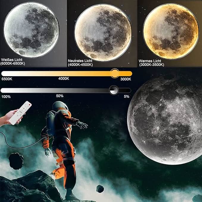 Moon lamp LED bedroom night light with realistic moon surface and soft warm glow