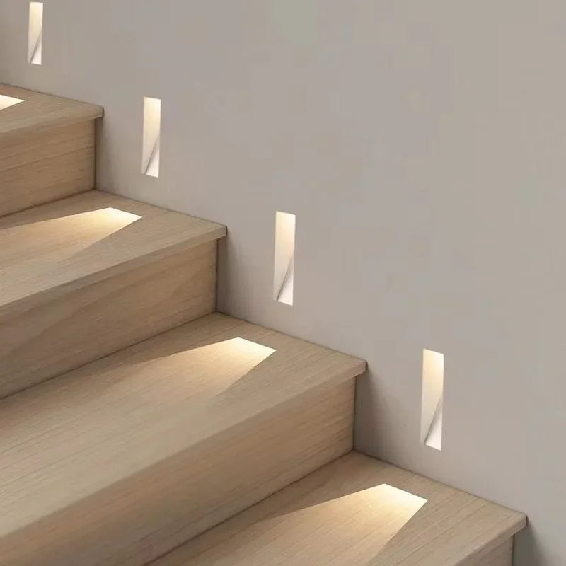 Frameless LED sensor wall light recessed design with motion sensor and soft downward glow