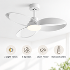 Ceiling Fan | Modern Wooden Blades, Dimmable LED Light