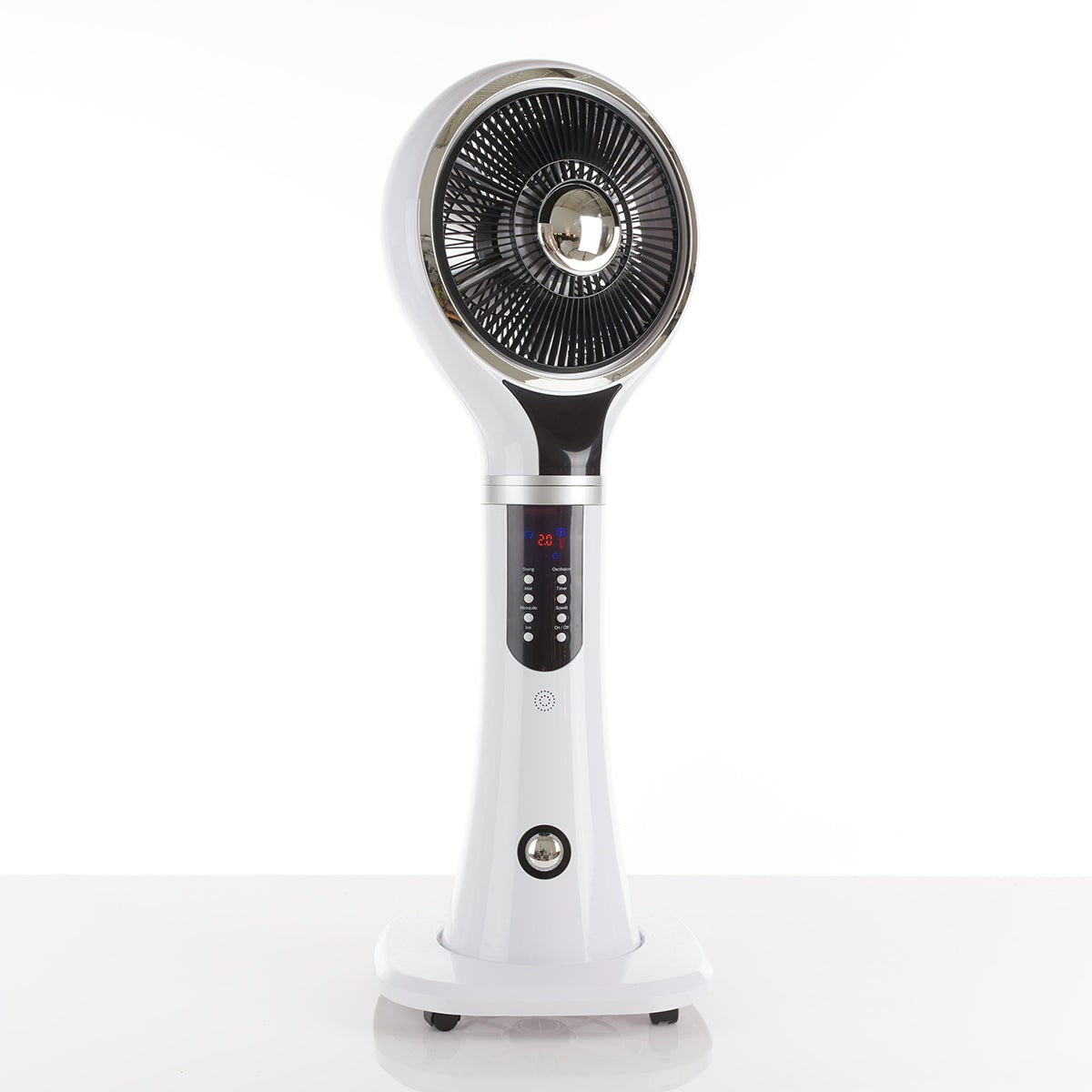 Outdoor misting fan portable evaporative cooler pedestal oscillating white LED display