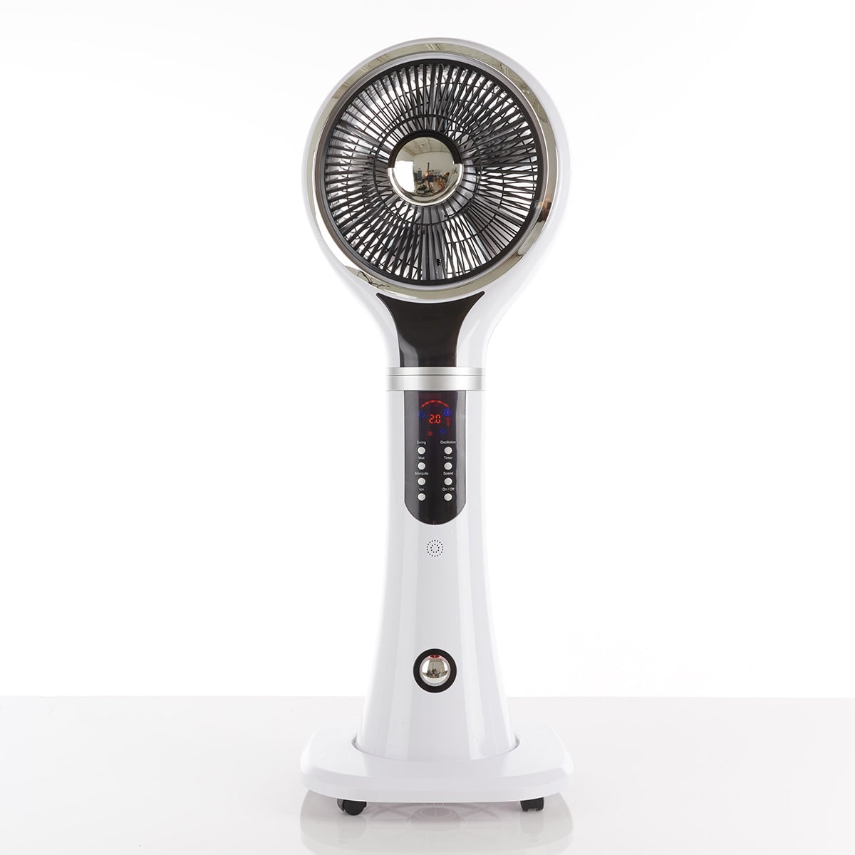 Outdoor misting fan portable evaporative cooler pedestal oscillating white LED display