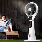 Outdoor misting fan portable evaporative cooler pedestal oscillating white LED display