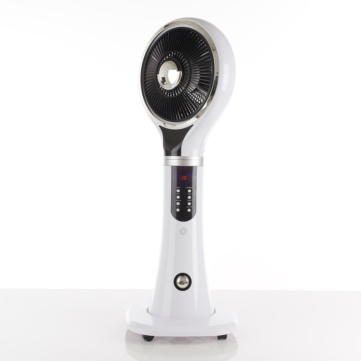 Outdoor misting fan portable evaporative cooler pedestal oscillating white LED display