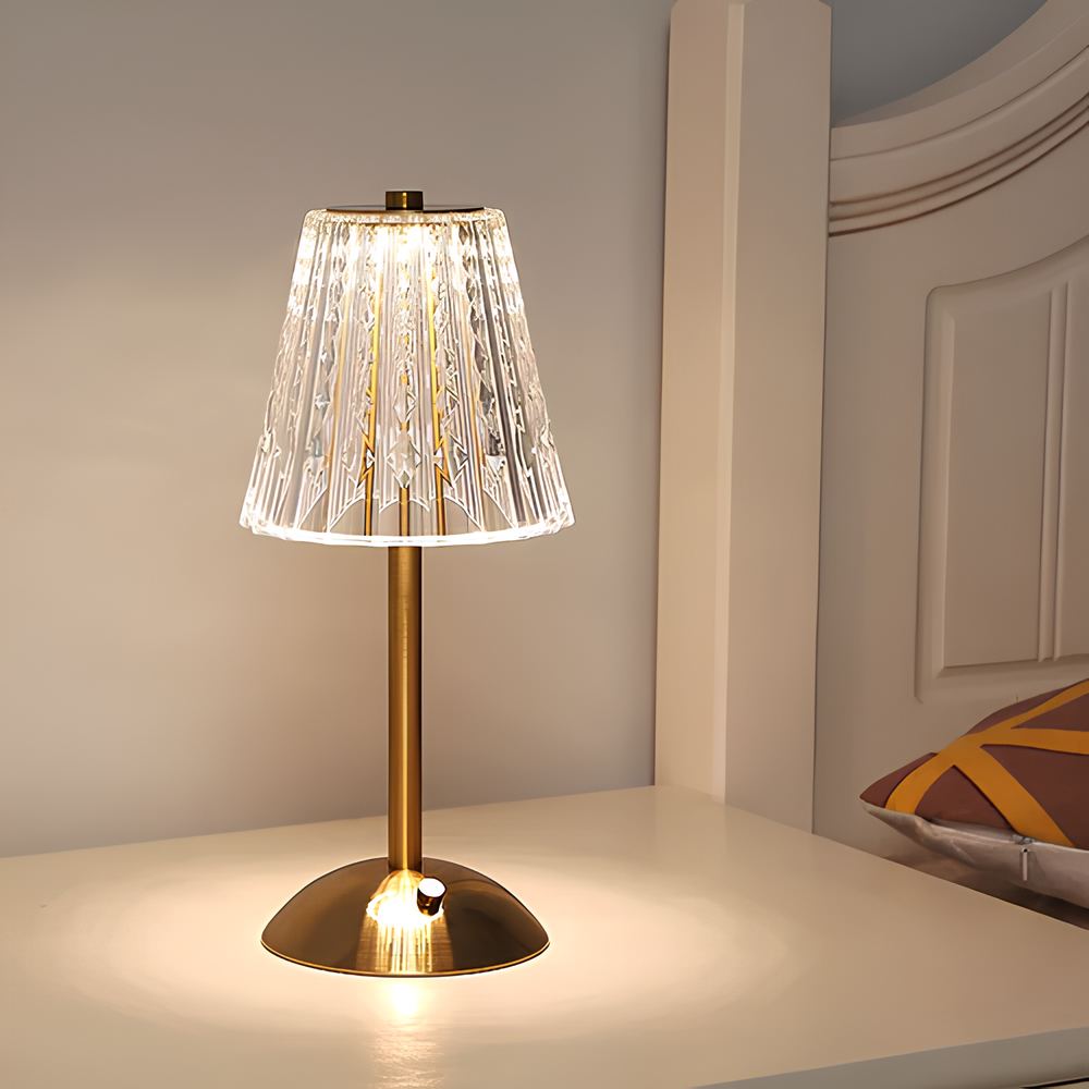 Luna | Cordless Table Lamp | Rechargeable, Touch Control, Crystal Shade