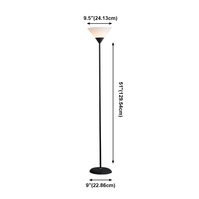 Floor lamp with cup-shaped acrylic shade and metal pole, minimalist multi-colour design