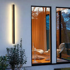 Linear LED outdoor wall lamp black IP65, minimalist design for garden and corridor