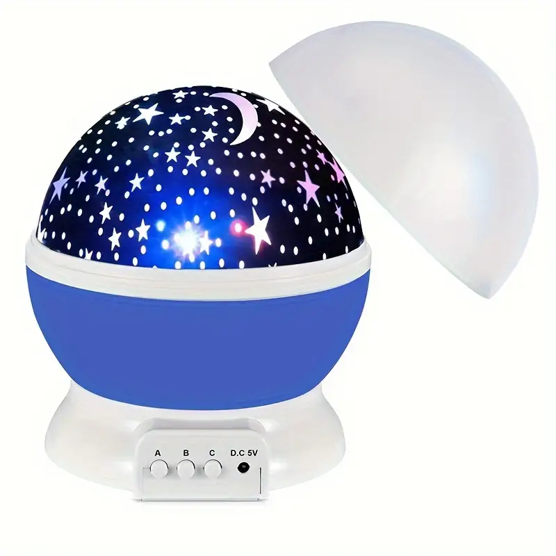 Star projector night table lamp with rotating dome, USB rechargeable LED