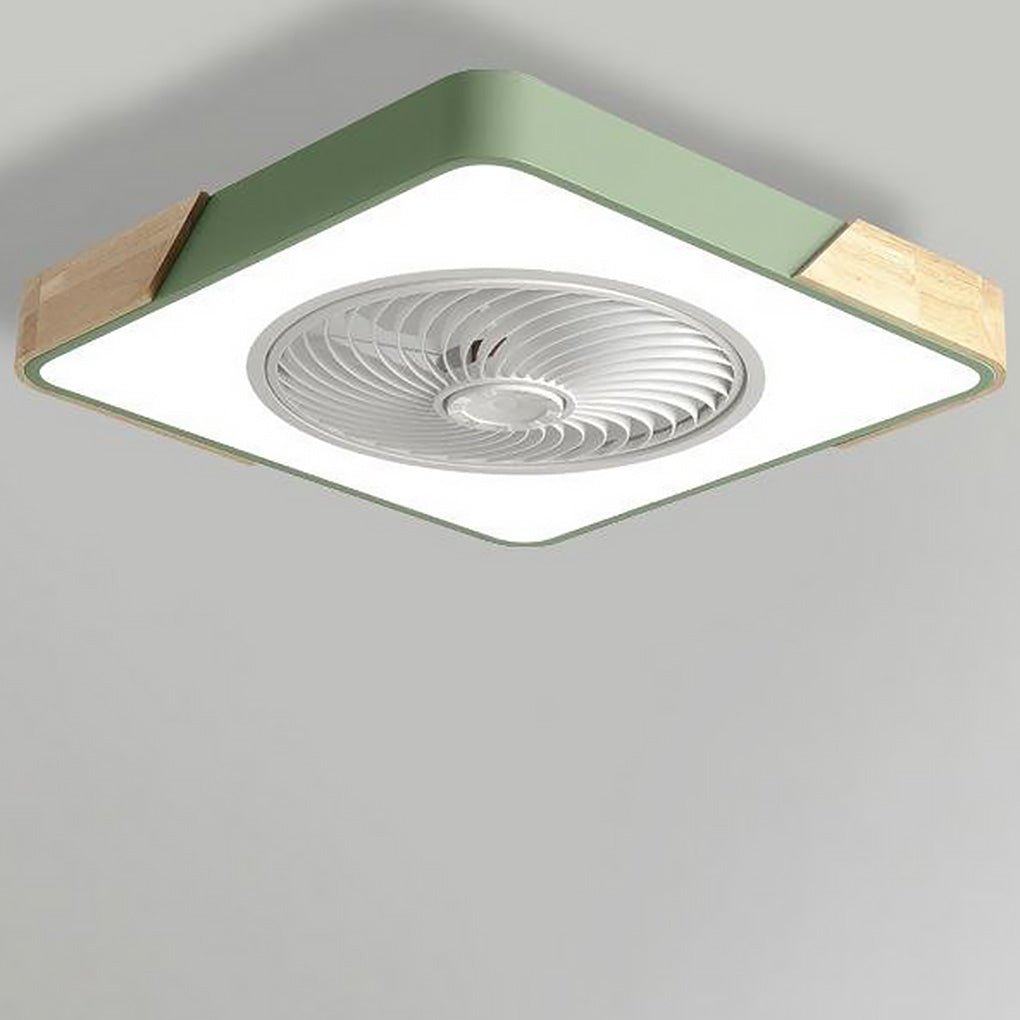 DC ceiling fan with LED light bladeless flush mount remote control round square