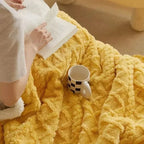 Winter blanket reversible lambs wool microfleece throw, machine washable