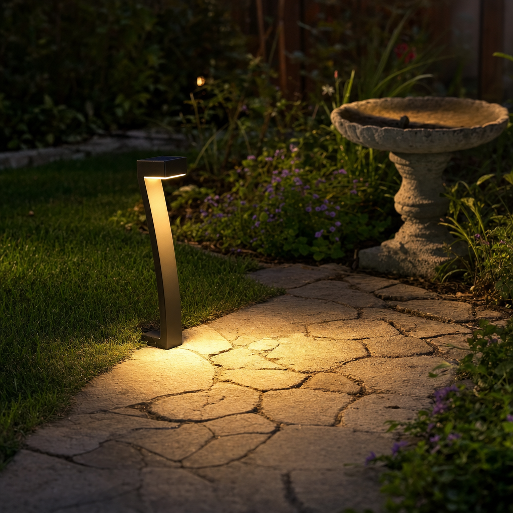 Solar garden lights matte dark ABS stake path lights IP65 weatherproof 4 pack warm glow