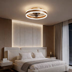 DC ceiling fan with LED light in gold, dimmable 2700K-6500K, modern flush mount design