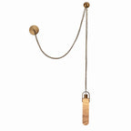 Art Deco Pendant Lamp | Alabaster Shade, Gold Chain, Dimmable
